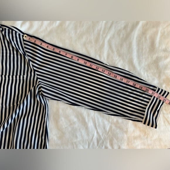 Chico’s Women’s White & Black Stripe Too w/ option 3/4 button strip ~ Size 3 - Picture 8 of 12